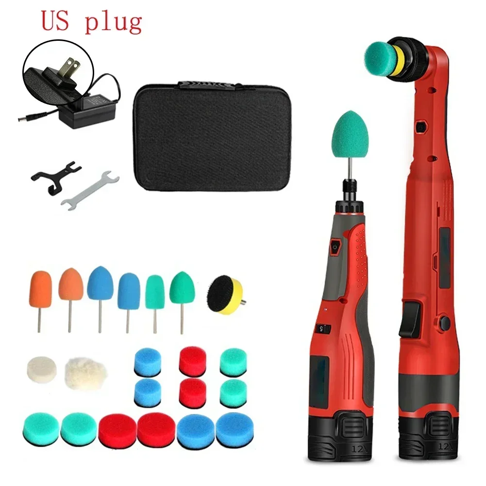 ROOA 12V Cordless Car Polisher  Mini Polishing Machine Kit  Wireless Auto Detailing Waxing  Quick Replacement Polishing Heads