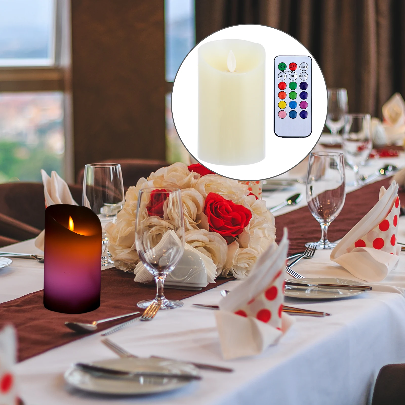 

2pcs Led Electronic Candles Flameless Colored Lamps Flickering Operated Party Wedding Decorations Outdoor Gift