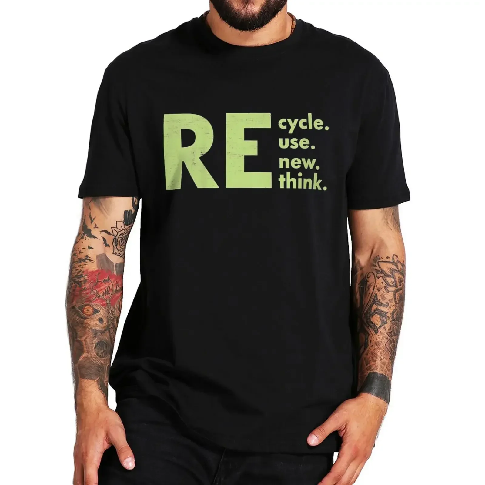 Recycle Reuse Renew Rethink T-shirt Environmental Activism Gift T Shirt For Men Women 100% Cotton Unisex Summer Casual Tops