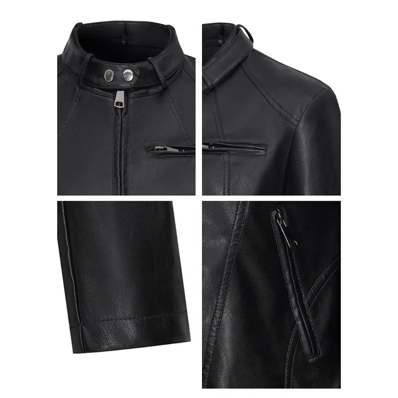 Automne femmes Faux cuir fermeture éclair noir col rond court trajet Pu veste manteau décontracté Streetwear Femmel vêtements d'extérieur Y2K Punk Grunge