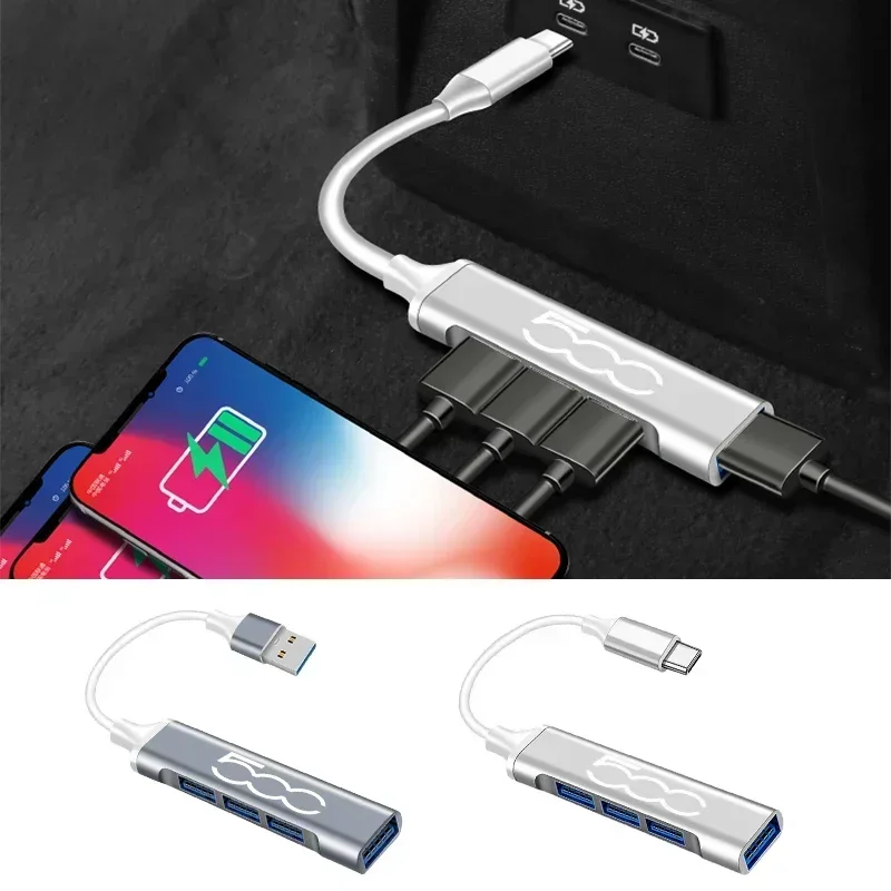 USB 3.0 HUB 4 in 1 Type C Adapter For Fiat Panda 500 500x 500l 500c 500e TIPO PUNTO BRAVO Stilo Auto Interior Accessories