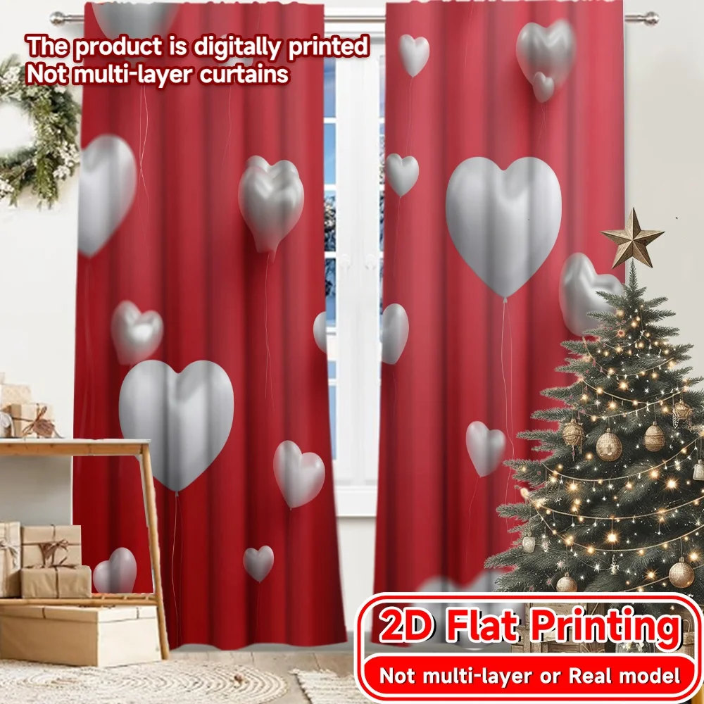 2D Flat Printing,2pcs Heart Balloons Bliss Chic Curtains&Window Treatment Semi-Sheer Curtains Decorations Decorative for