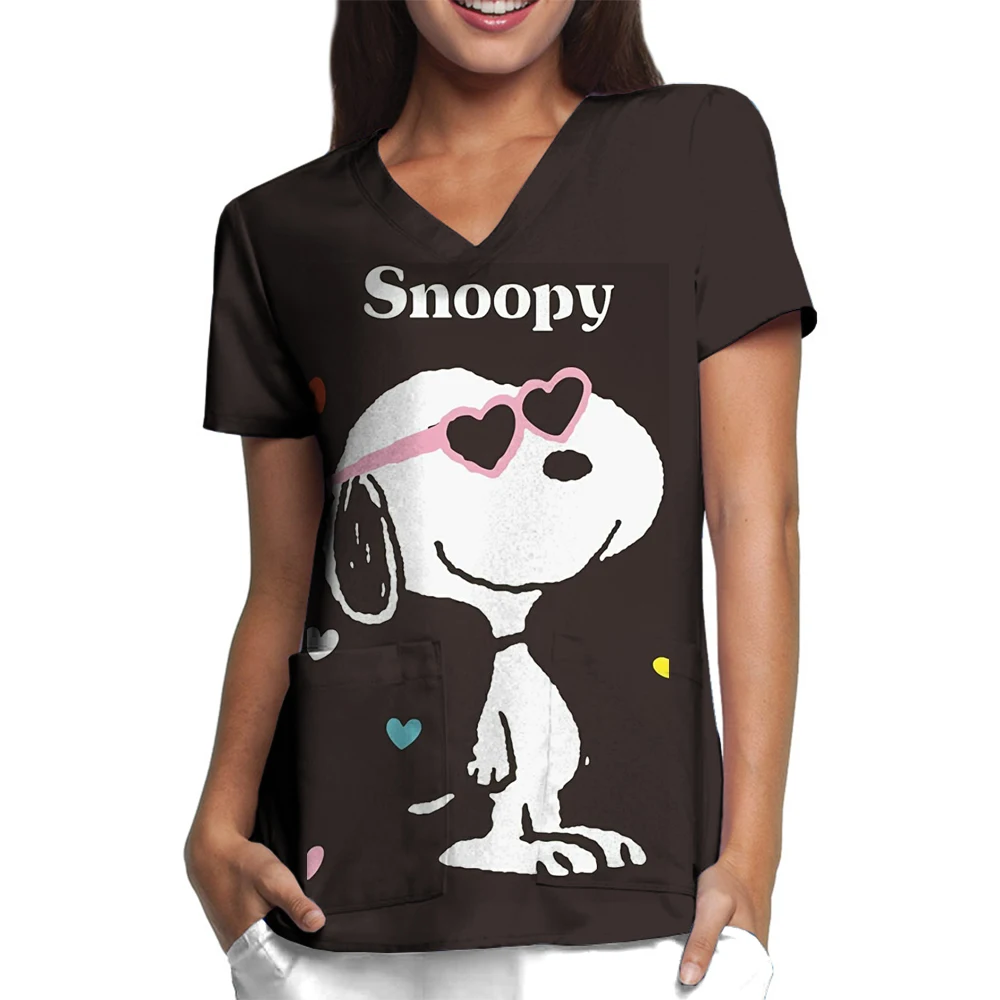 T-shirt col en V femme poche infirmière uniforme T-Shirt Y2k vêtements SnoAmendements S-2XL pas cher Top nouvel hôpital femme vêtements 2025