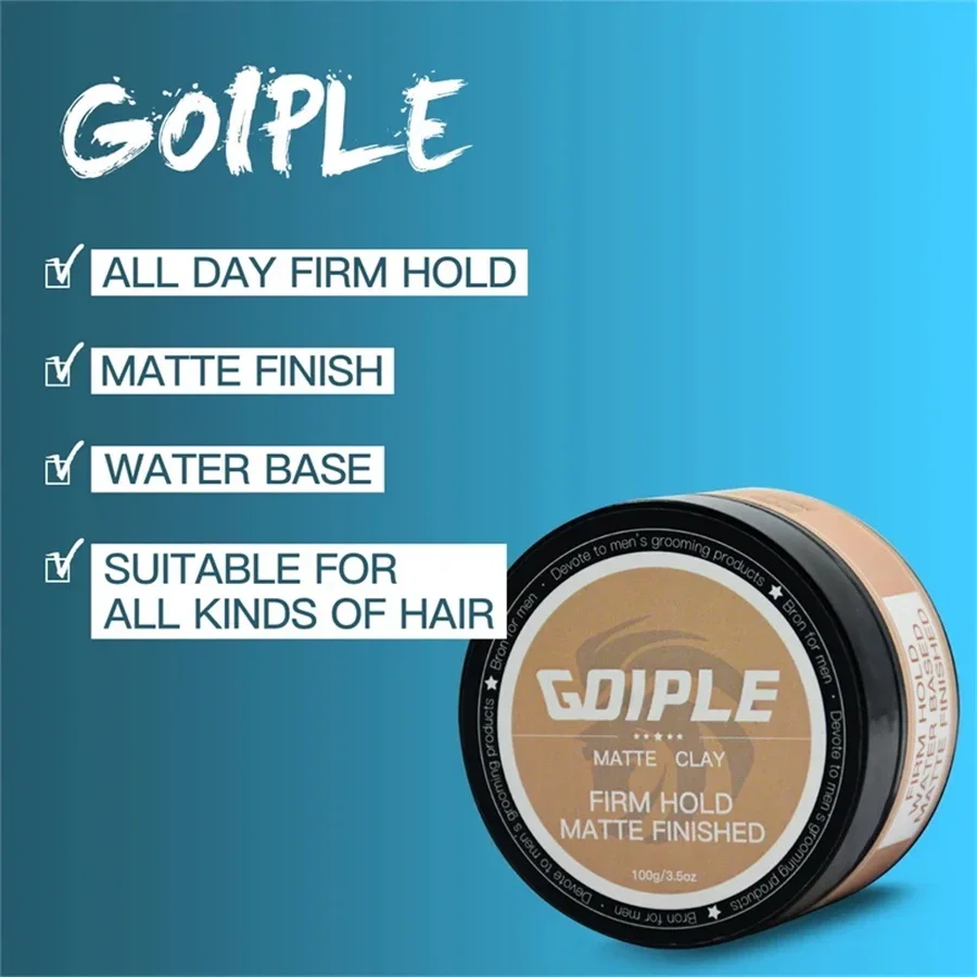 GOIPLE All-Day Strong Hold Matte Clay-Hairstyles Wax Matte Finish Mold Cream Natural Styling Hair Clay Cera Para Cabello Hombre