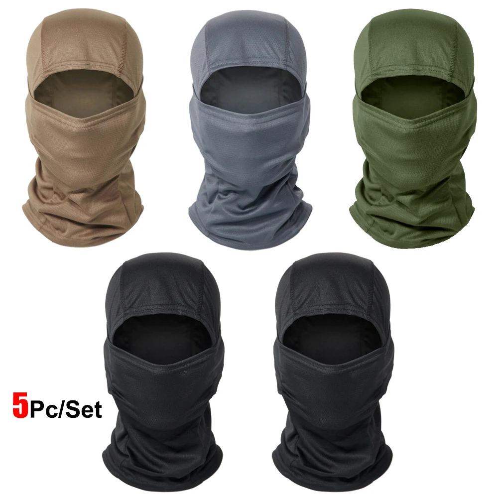 5 Stks/set Camouflage Bivakmuts Fietsen Full Face Masker Multi Functionele Sjaal Hoofddoek Motorfiets Skiën Helm Voering