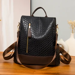 Fashion Woven Design Backpack Luxury Brand Women's Backpacks High Quality Leather Large Capacity Bagpack Girl's Travel Mochilas