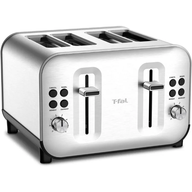 TF684D50 Element Stainless Steel 4 Slice Toaster, toasts breads, Bagels Snacks, reheat, 8 Browning levers, Silver