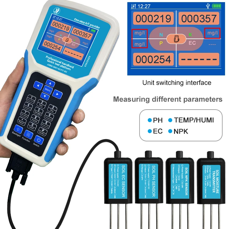 NANBEI agriculture soil testing equipment handheld smart sensors soil npk ph temperature moisture salinity tester