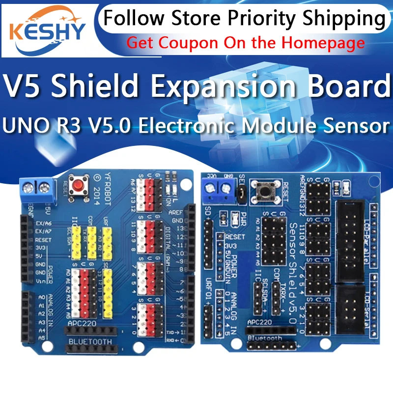 V5 Sensor Shield Expansion Board Shield For Arduino UNO R3 V5.0 Electronic Module Sensor Shield V5 expansion board