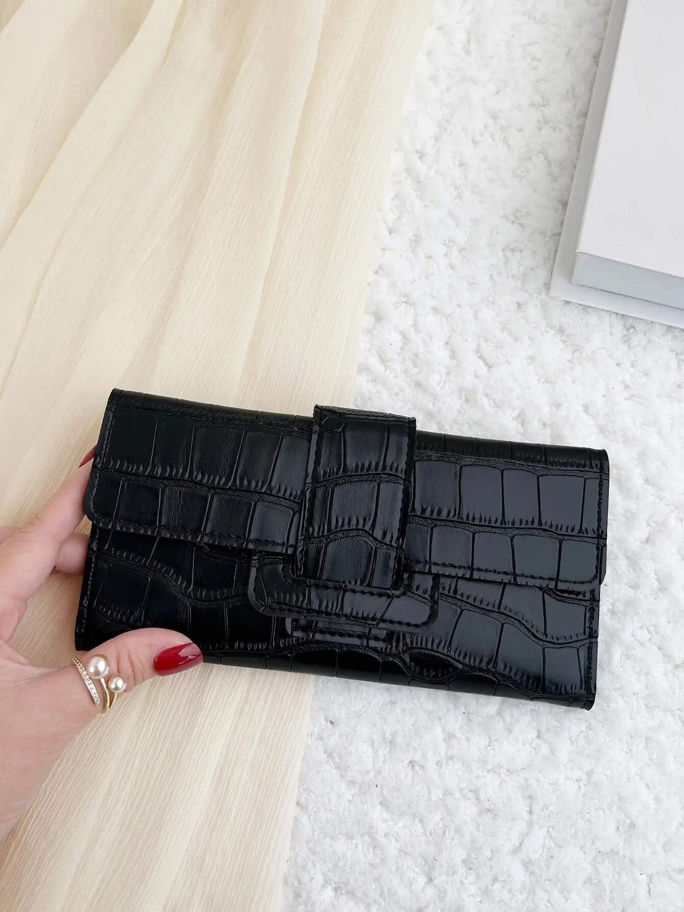 Crocodile Embossed Fold Over Lightweight Modern Business Credit Card ID Card Cash Slot Business Casual Teacher's Day Teacher Gifts Work Business Commute Travel Holiday Office Vacation For Gift For Female White-Collar Workers Wallet Wallet Wallets