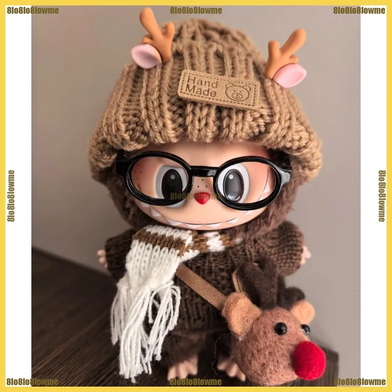 

Cute Labubu Clothes Cartoon Christmas Elk Hats Bags Scarf 5-piece Set Mini Plush Doll Clothing Fashion Doll Accessories