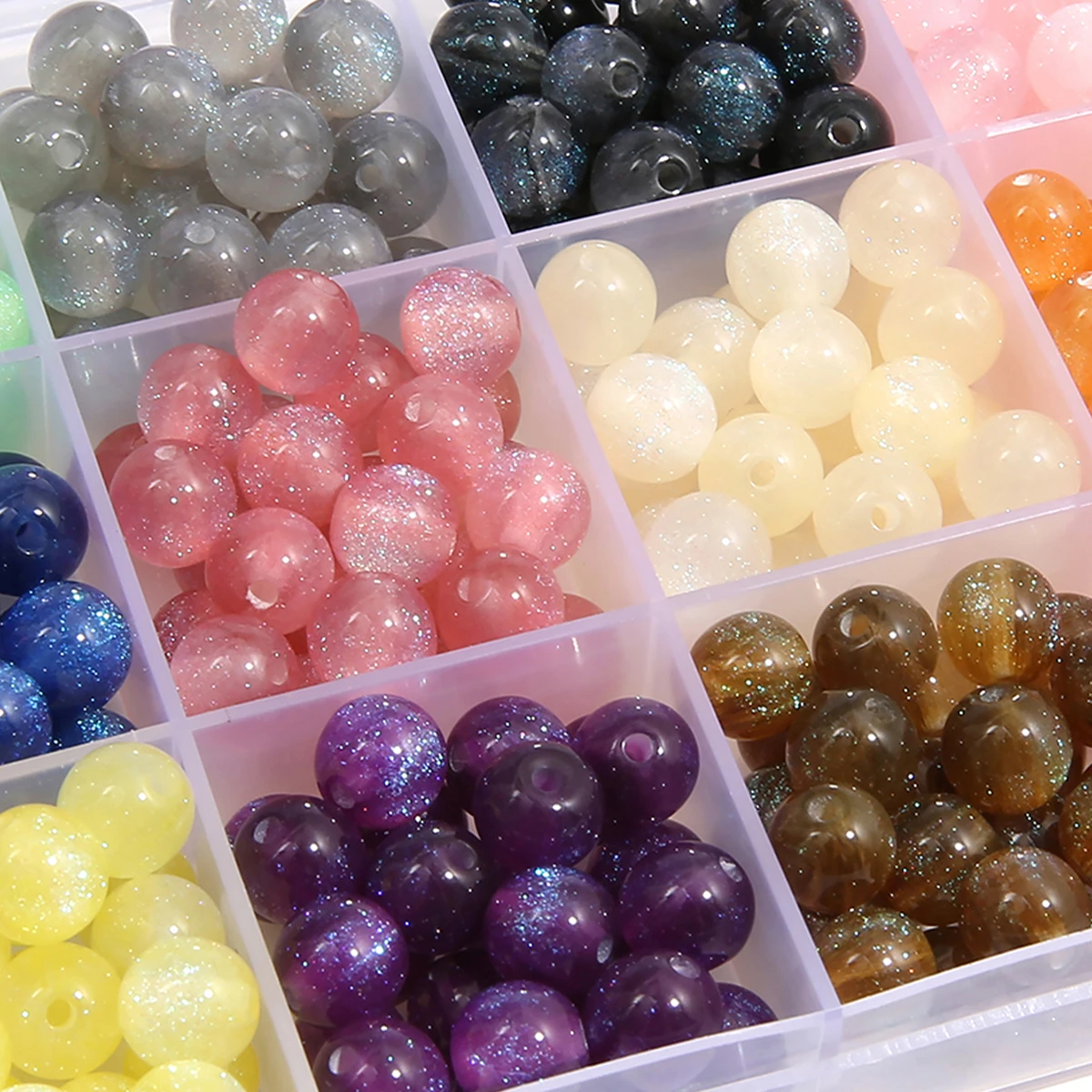 8mm Resin Starry Sky Sprinkled Gold Mermaid Bead Round Bead 0.5mm Elastic Thread Handmade DIY Jewelry Bracelet Earring Accessory