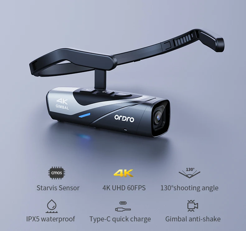 Ordro EP8 Head Wearable Action Camera Vlog 4K 60fps für YouTube Videos Motorradhelm Digitaler Camcorder Camara Stabilisierung – Detail 3