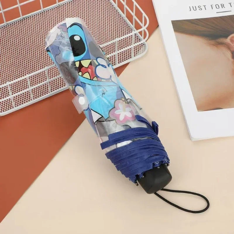 Cartoon Stitch Portable Folding Umbrella Cute Stitch Automatic Transparent Umbrellas Fashion Manual Umbrella Kid Birthday Gift image 4