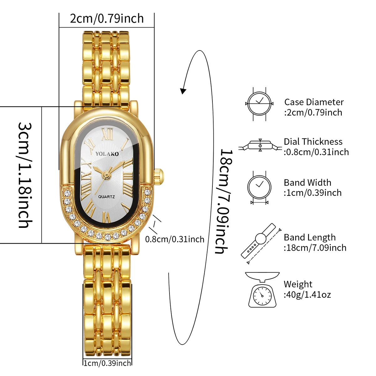 Elegant Rhinestone Roma Dial Women Watches Elegant Bracelet Strap Quartz Watch Ladies Clock Relogio Feminino Gift（Without Box） - view 6