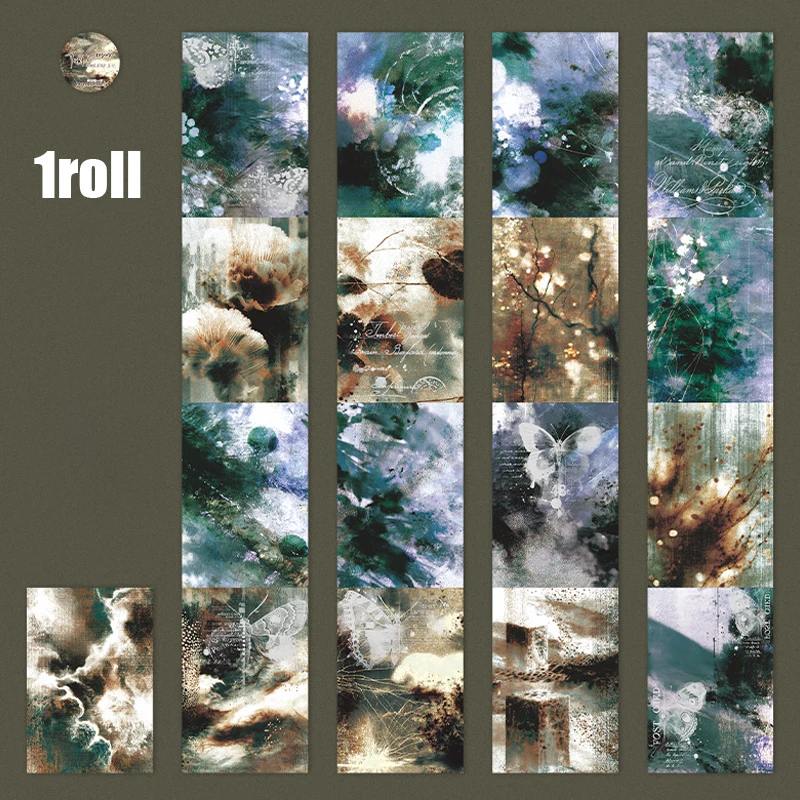 1ロール ゴシックスタイル和紙テープ 200cm、ジャーナル、スクラップブック、フォトフレーム、スマホケースの装飾用ダーク系背景、Mr.paper