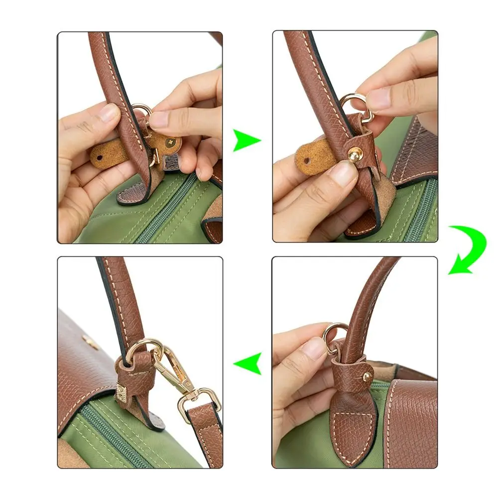 Punch-free Genuine Leather Strap Replacement Shoulder Strap Handbag Crossbody Belts Conversion Hang Buckle for Longchamp