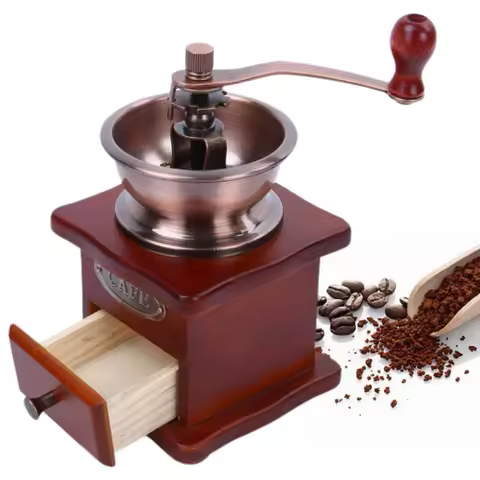 17ml Coffee Grinder Durable Easy to Operate Classical Manual Hand-crank Wooden Bean Grinding Machine for Home