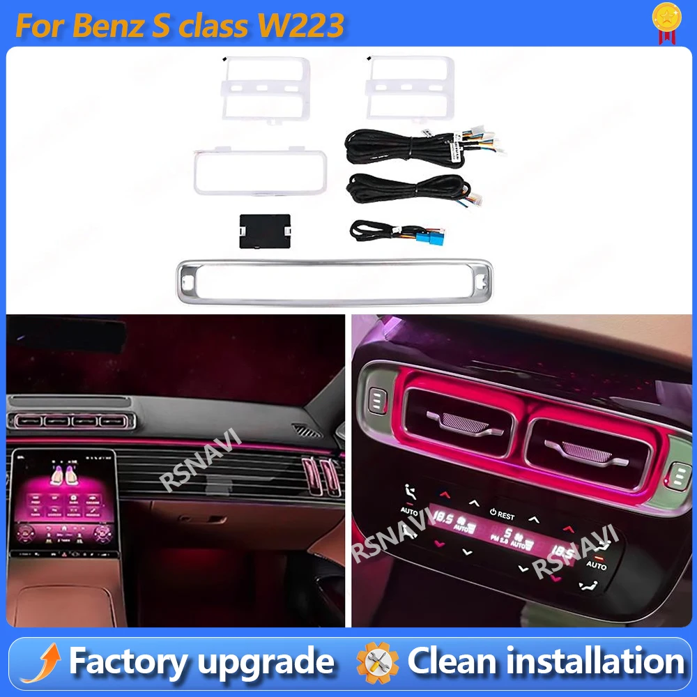 

64 Colors Vent Ambient Light For Mercedes Benz S-Class W223 Air Vents LED Outlet Panel Cover Instrument Cover Car Accessories