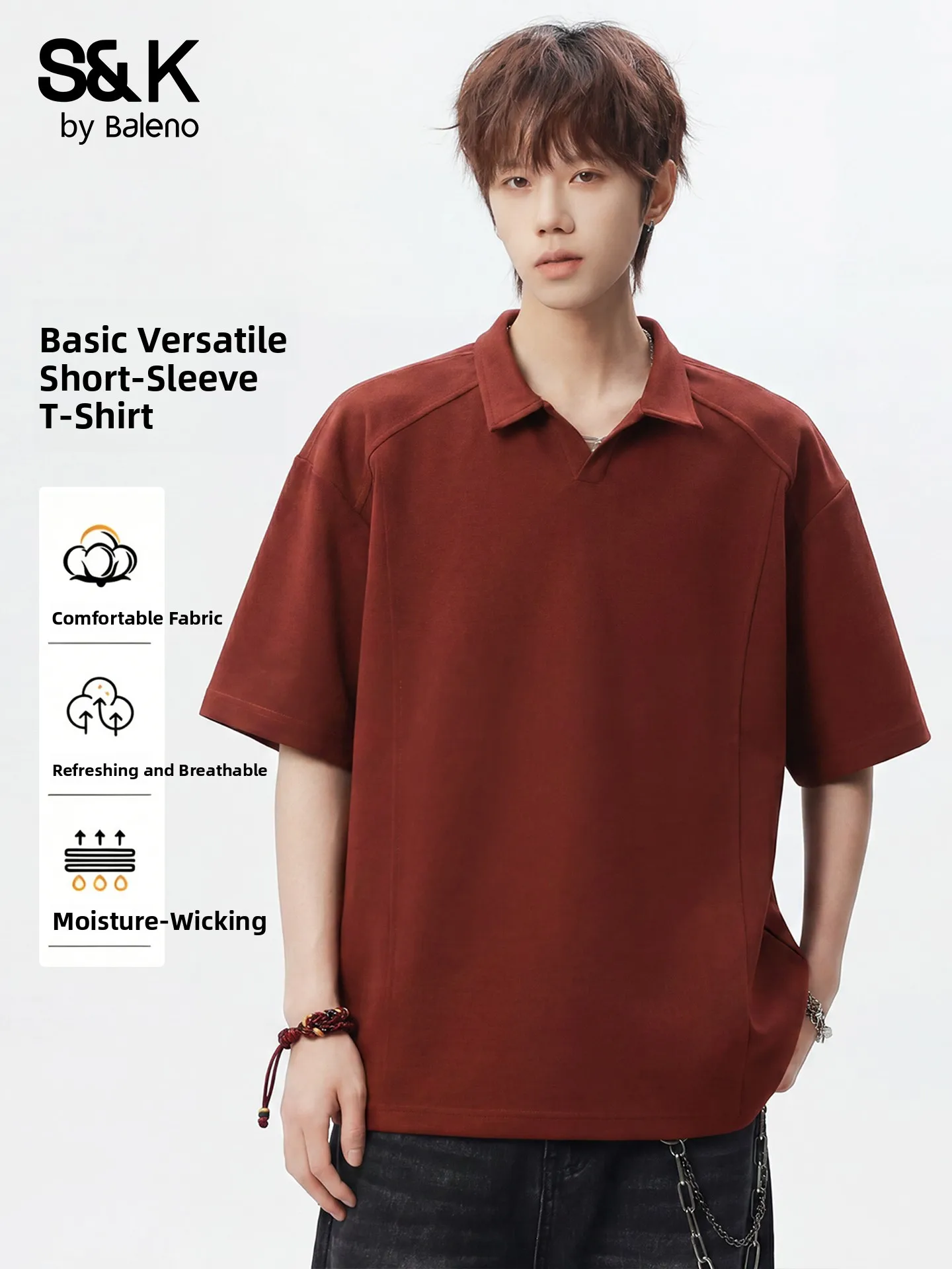 Baleno Men's  Shirt Summer Casual Fashion Loose Fit Short Sleeve Turn-down Collar Comfortable Cotton Blend Youth Wear