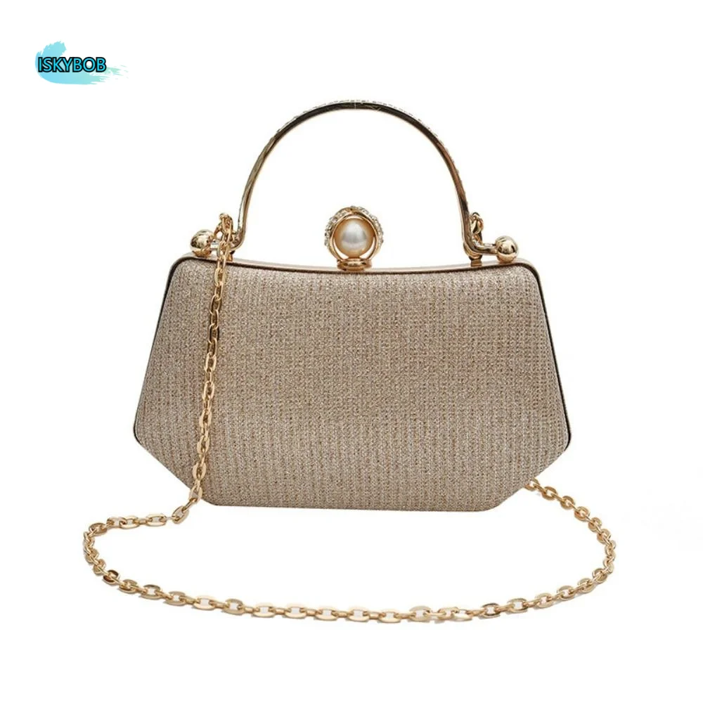 

Casual Glitter Evening Banquet Bag Rhinestone Pearl Handle Box Handbag Wrist Bag Shoulder Bag Ladies Clutch Bag Party