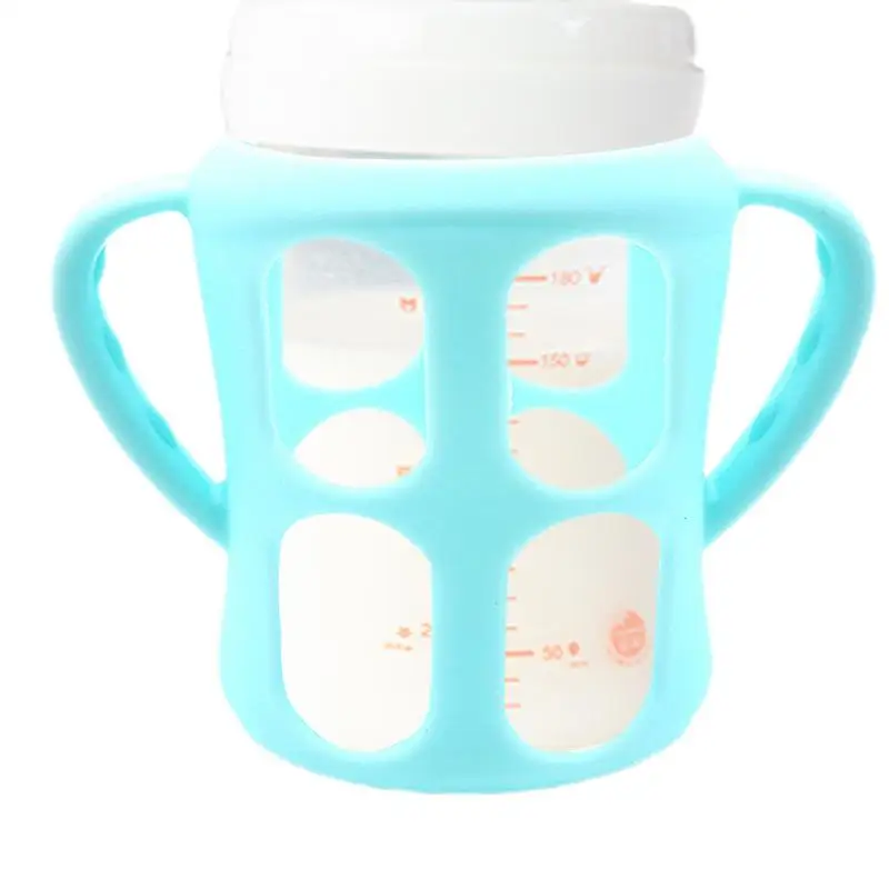 Silicone Sleeve For Glass Bottle Kids Nursing Bottle Holder Soft Double Handled Silicone Bottle Holder Bottle Accessories For