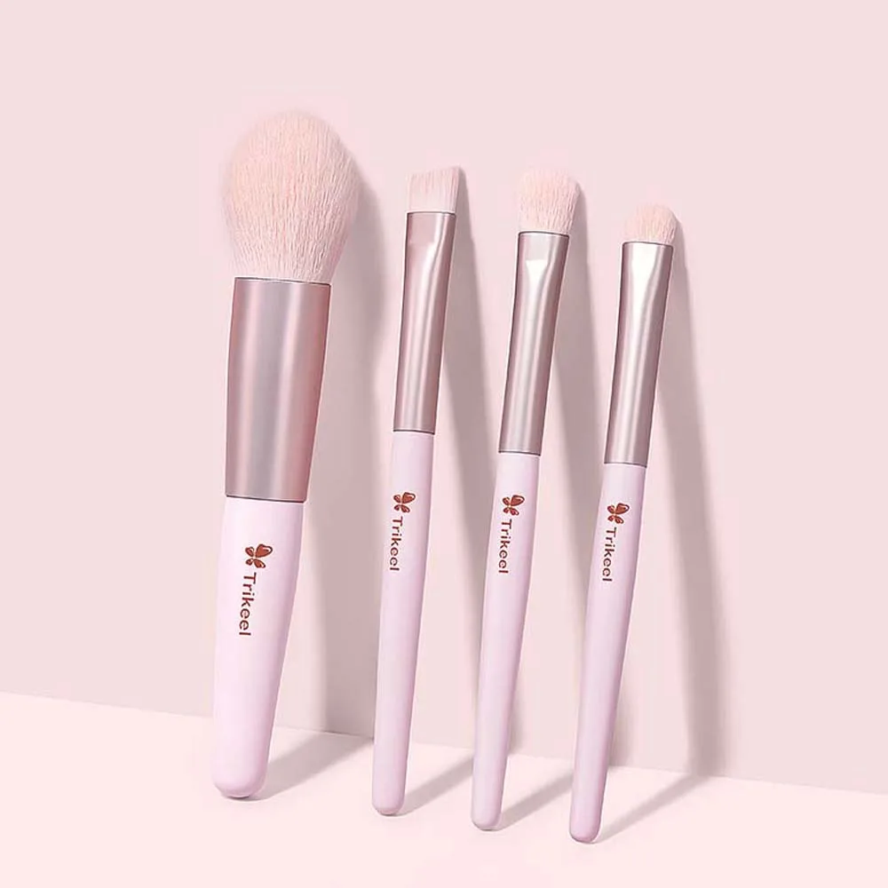 4Pcs/set Precise Detail Brush Makeup Brushes Set Slanted Flat Eye Face Makeup Powder Blusher Brush Beauty Tool