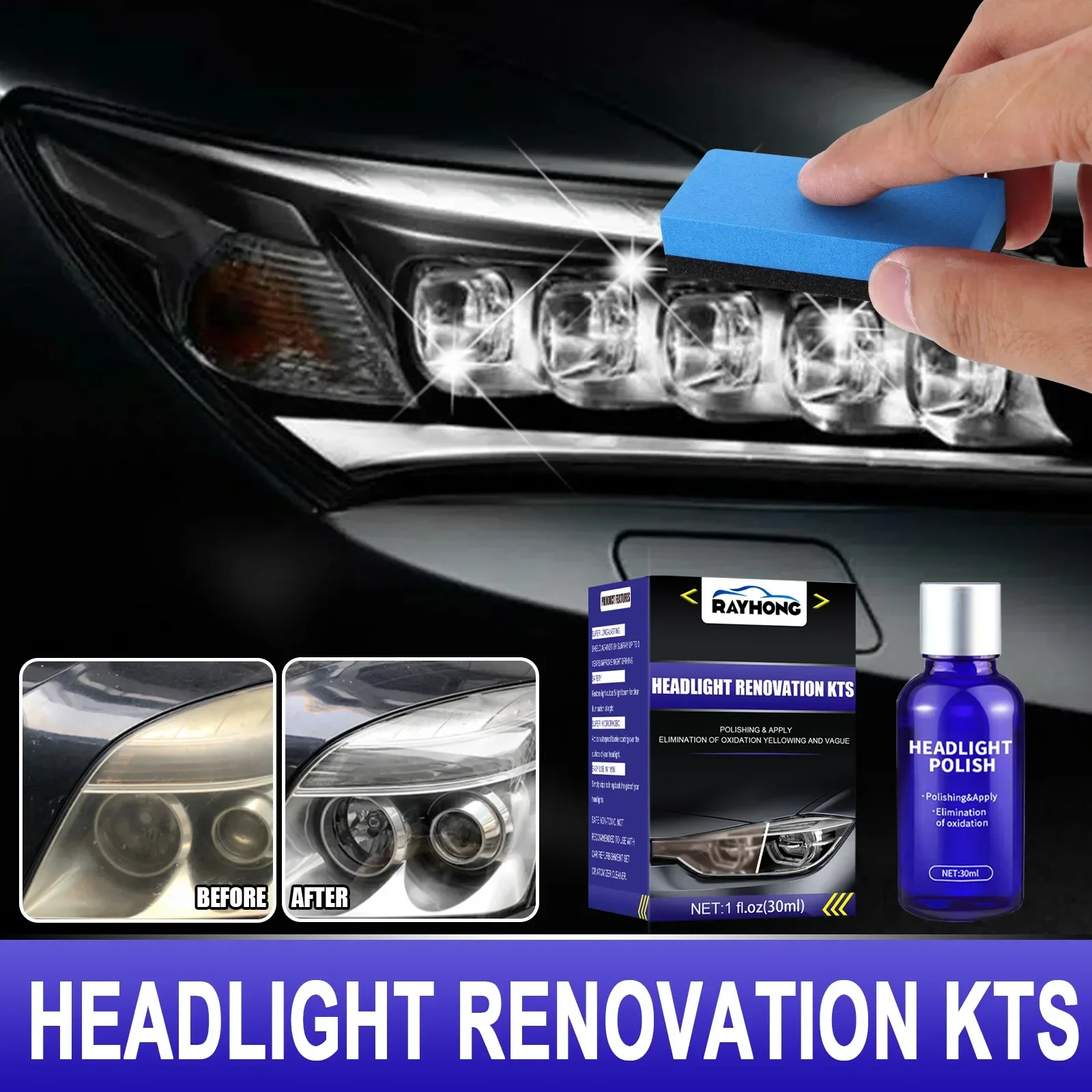 1x 30ml 9H Headlight Cover Len Restorer Repair-Liquid Resin Polish Cleaner Car Liquid Ceramic Coat To Repair The Light Scratches