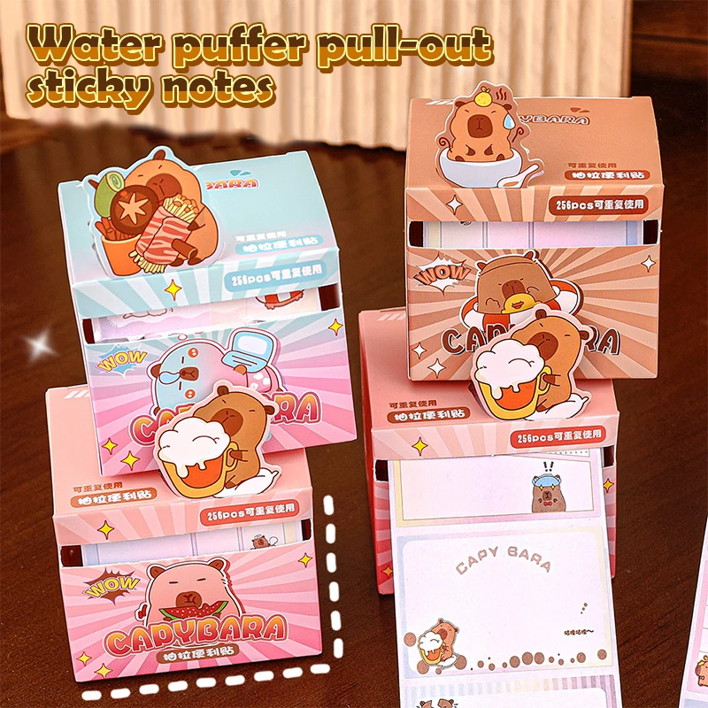 Cartoon Capybara Sticky Notes, Cute Planner Stickers, Livro de conveniência criativa, Papelaria Estudante, Presente de aniversário, 256 folhas