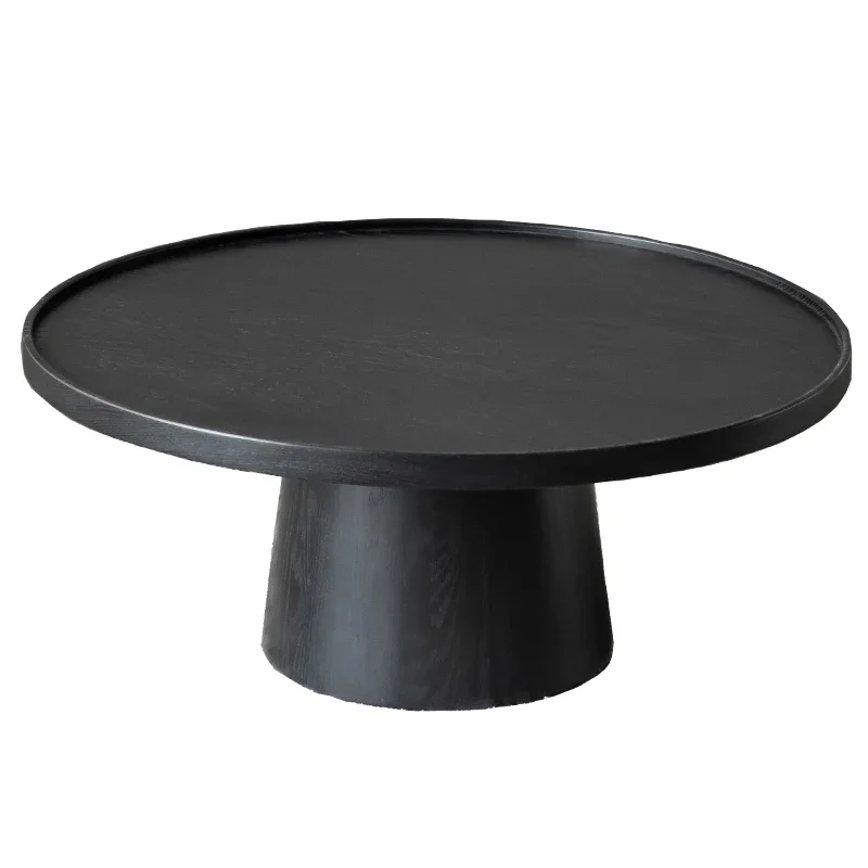 

Бытовой круглый журнальный столик из цельного дерева для гостиной, светлый роскошный итальянский черный минималистичный ваби говорит журнальный столик