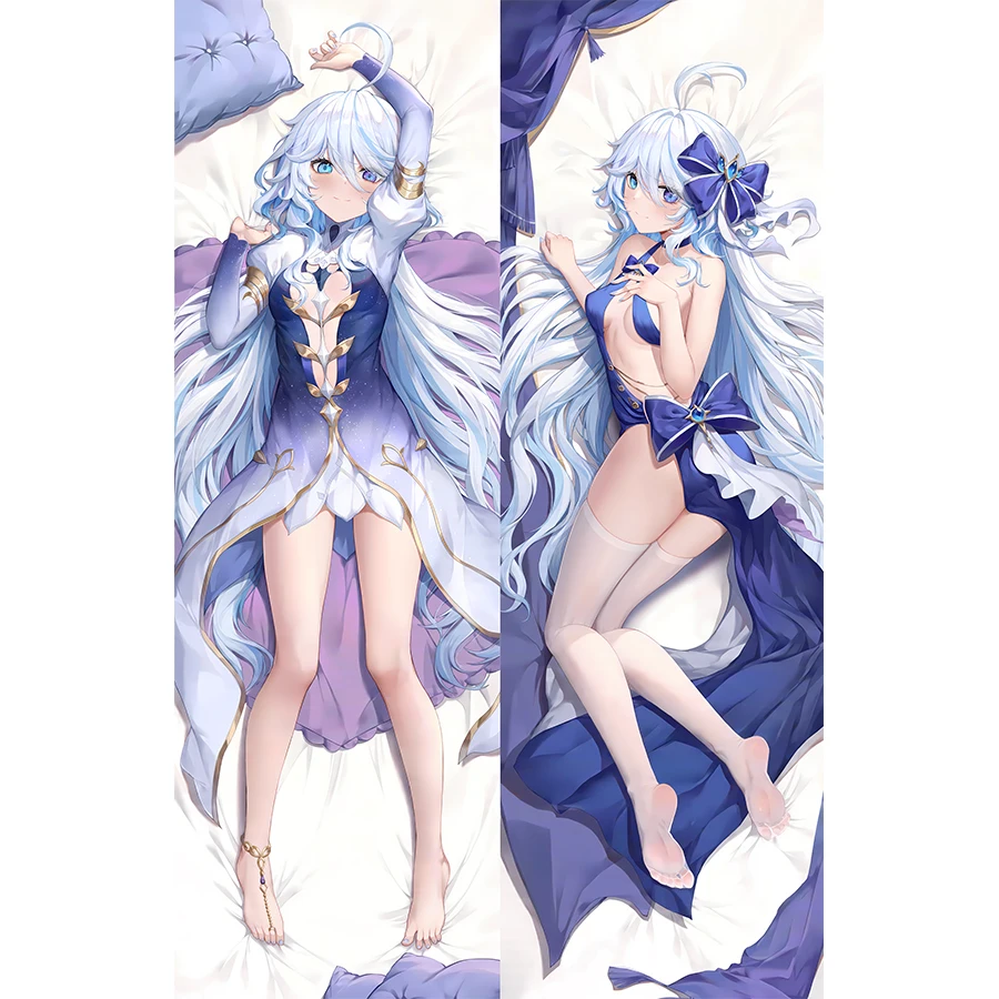 Genshin Impact Cosplay Pillowcase Furina Focalors Hugging Body Pillow Case 2-Side Printed Dakimakura Cover Halloween Party Gifts