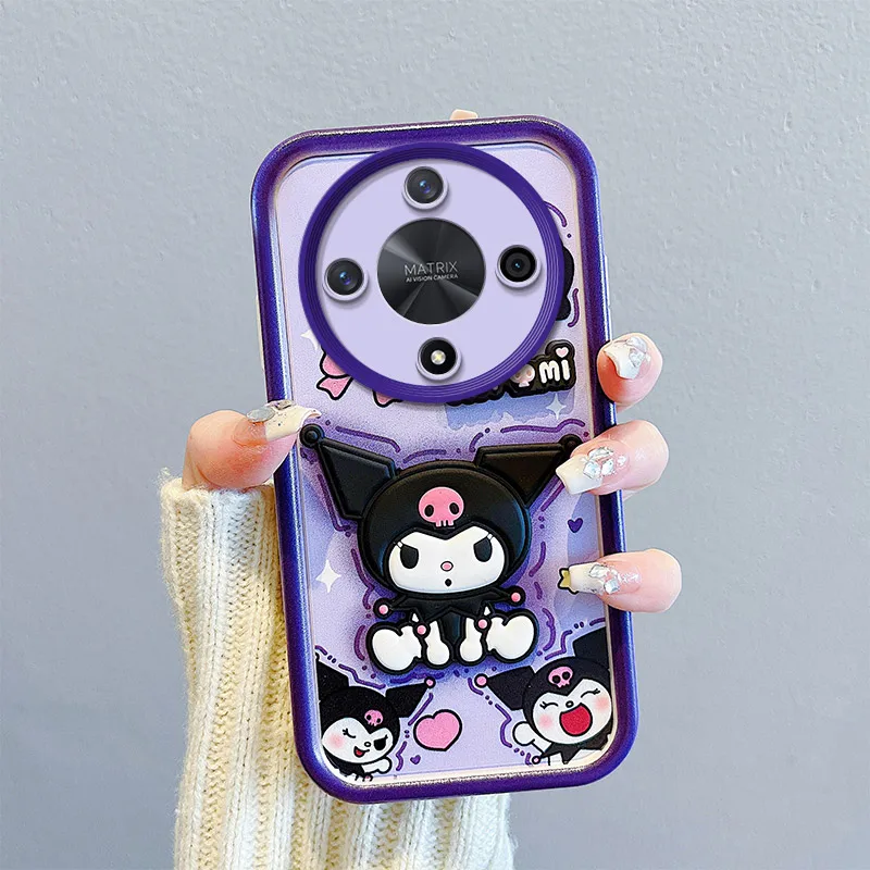 3D Cartoon Kuromi Phone Case For Realme C75 C67 C63 C61 C55 C53 C51 C35 C31 C30 C25Y C21Y C20 C17 C15 C12 C11 Wrist Strap Cover