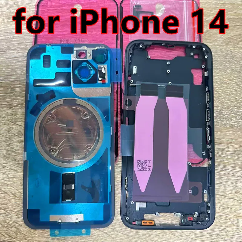 NewEuropean Version Housing for iPhone 14 Plus Frame with Back Glass and Rear Camera Lens Parts Replacement