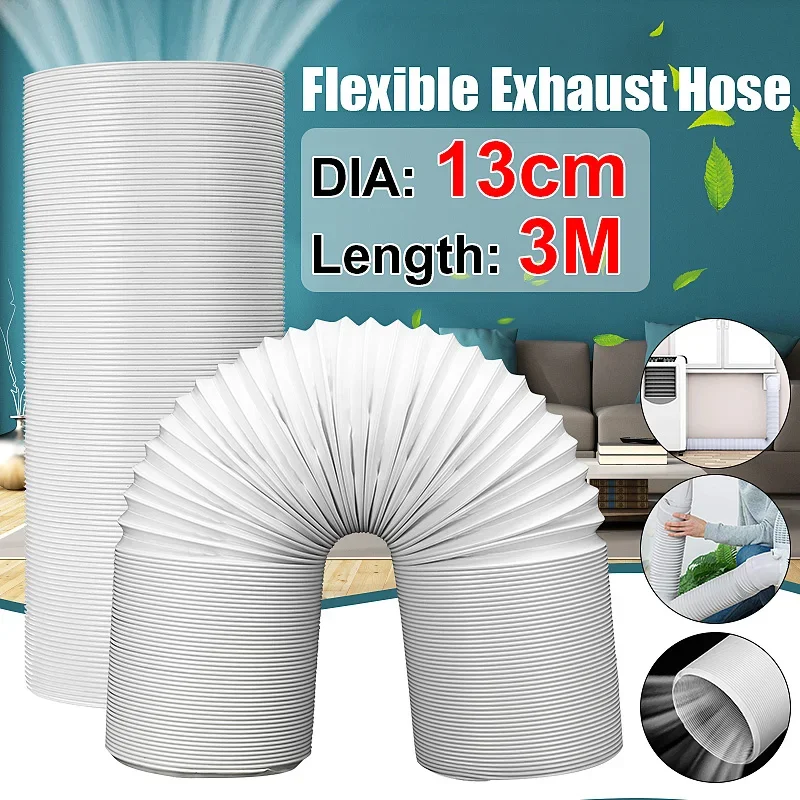 300cm Exhaust Pipe Flexible Air Conditioner Exhaust Pipe Vent Hose Duct Outlet 130mm Ventilation Duct Air Conditioner Vent Hose