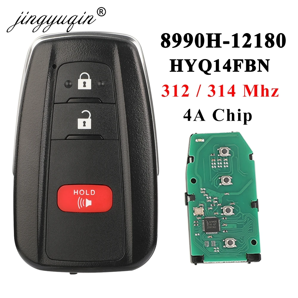 Jingyuqin 8990H-12180 Remote masuk tanpa kunci untuk Toyota Corolla 2019 2020 2021 2022 312/314.3MHz HYQ14FBN kunci pintar 4A