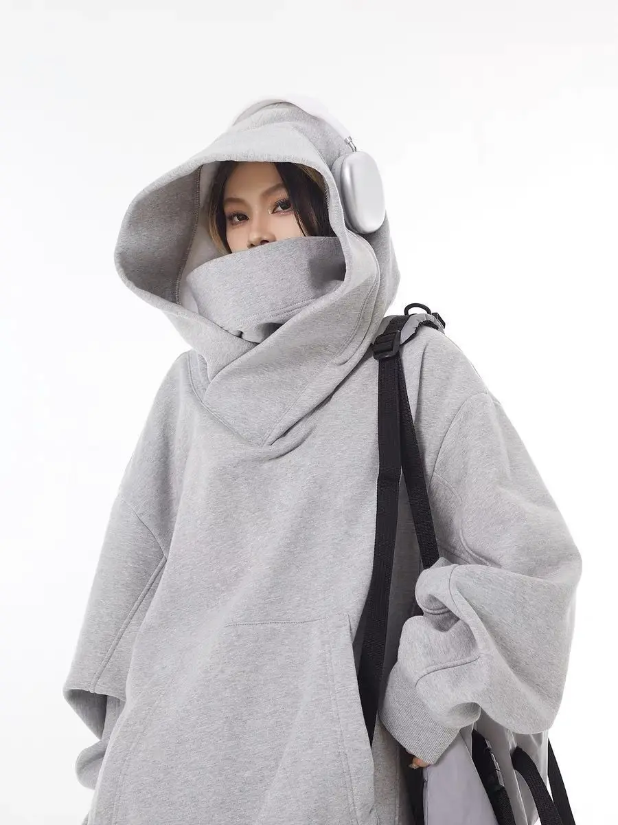 

2025 Autumn Winter New Sweatshirt Jacket High Collar Hooded Sweatshirt for Women with a Sense of Design Loose Jacket