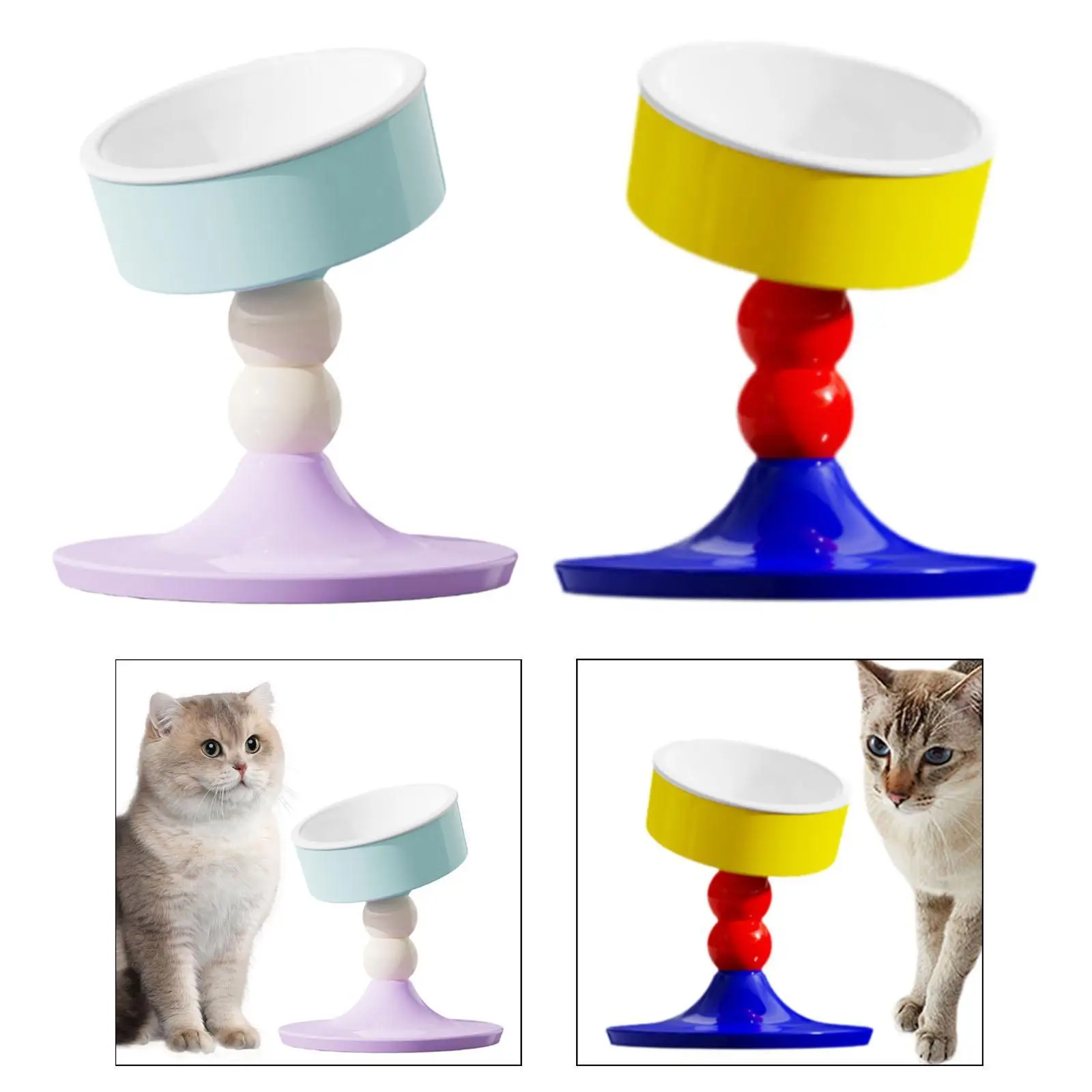 Cuenco de comida elevado para gatos, bonito plato de comida para gatos, altura y ángulo ajustables, cuenco de comida para mascotas para gatitos, gatitos, hámster, perros pequeños y gatos