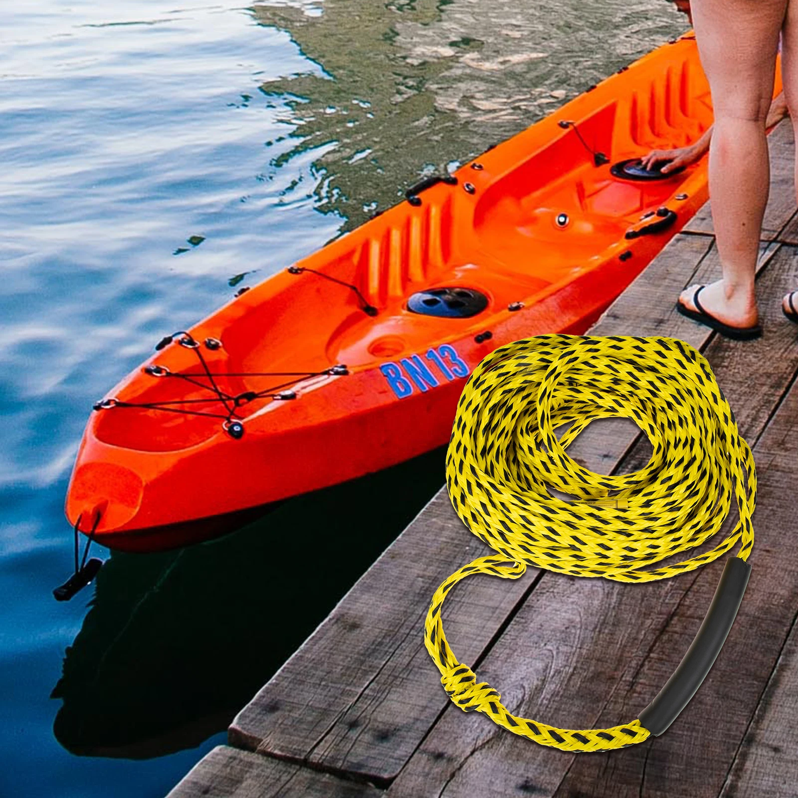 

1pc Heavy Duty Polyethylene Towing Rope Kayak Boat Drag Ring Water Pull Cord Inflatable Professional VehiclesCargo
