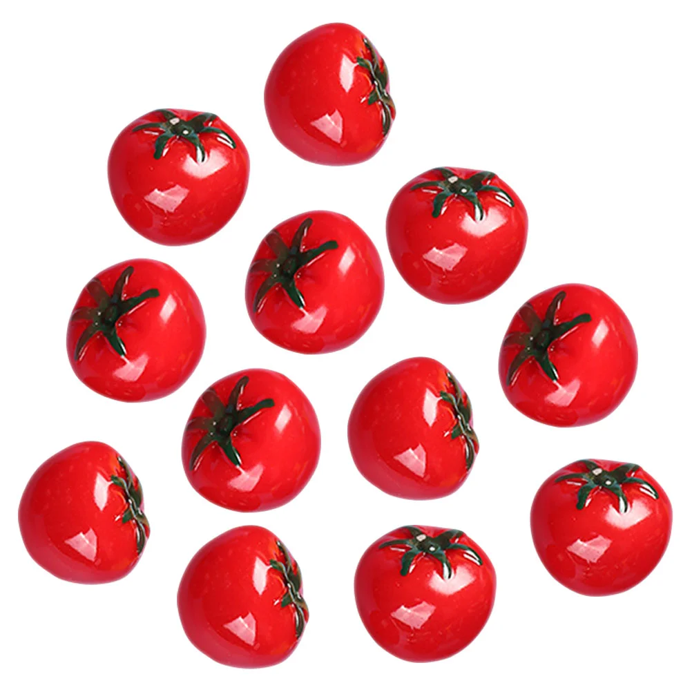 

12 Pcs Vegetables Imitation Tomato Tomatoes Mini Artificial Desktop Red Resin Fake Miniatures