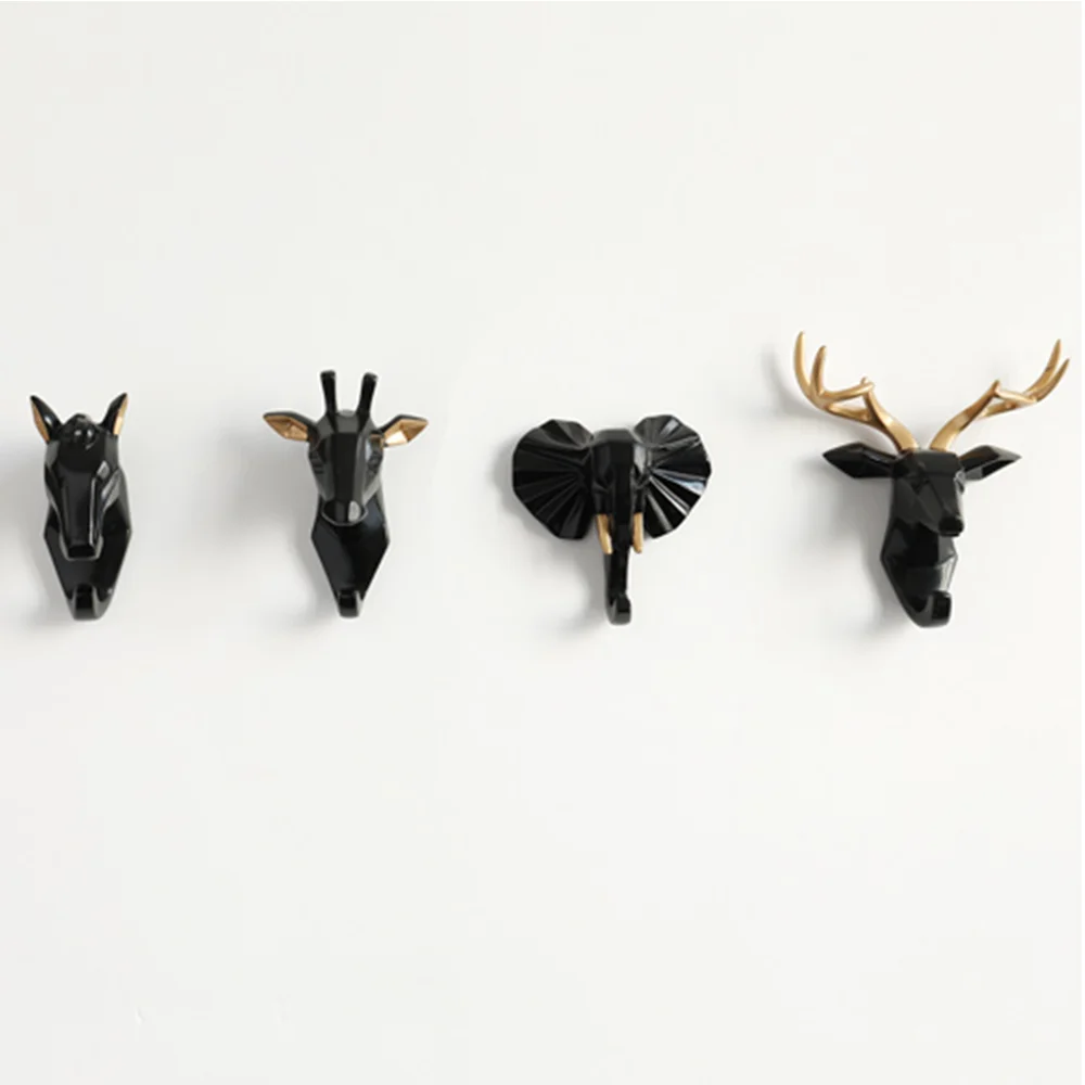 Nordic Style Animal Head Wall Hooks - Creative Resin Decorative Hooks for Coats, Keys, Hats