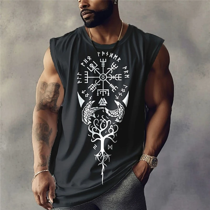 Men\'s Vest Top Sleeveless T Shirt for Man Graphic Animal Crew Neck Clothing Apparel 3D Print Daily Sports Sleeveless Print