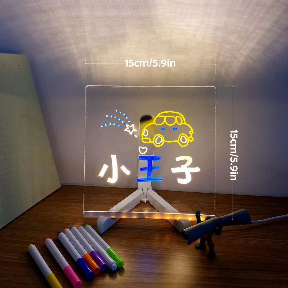 newstyle LED-Notiztafel, Nachtlicht mit 7-Farben-Stift, beleuchtetes Acryl-Zeichenbrett, leuchtendes Nachrichtenmarkierungstafel für Büro, Schule, Zuhause 4