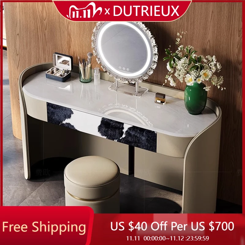 

Makeup Storage Vanity Table Organizer Mirror Desk Chair Dressing Table Cosmetics Study Stool Mesa De Maquillaje Home Furniture
