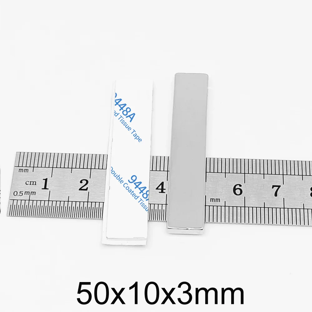 2/5/10/15/20/30PCS 50x10x3mm Block Strong Powerful Magnets With 3M Tape 50*10*3 Long Quadrate Permanent Neodymium Magnet 50x10x3