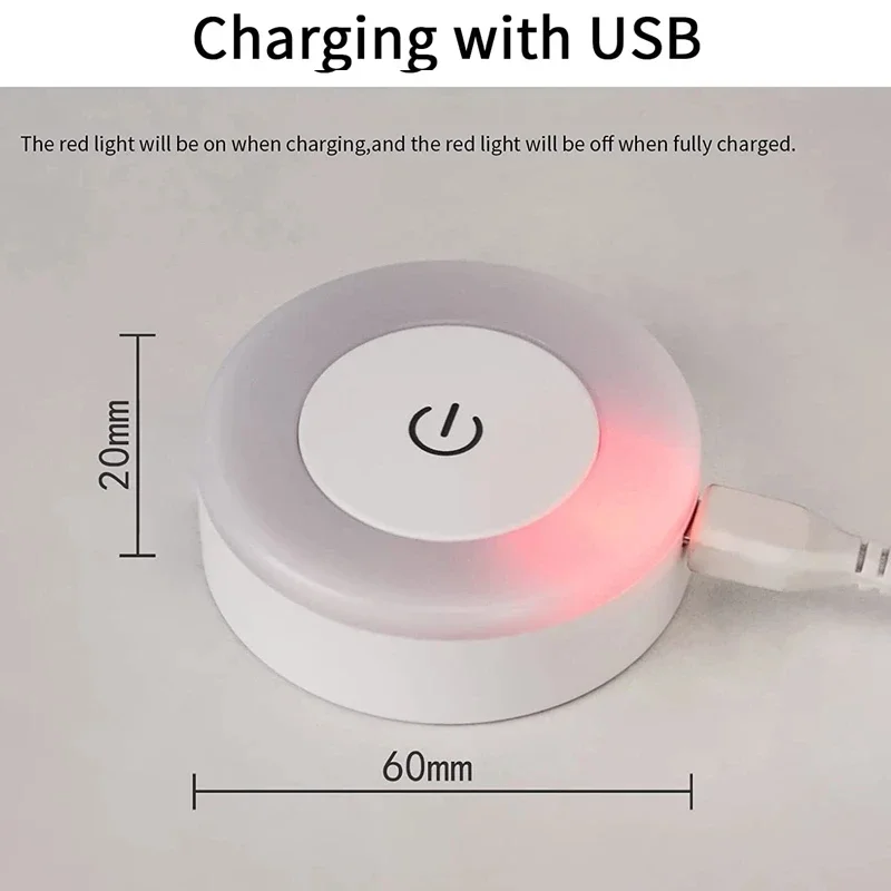 Mini LED Touch Sensor Night Lights Magnetic Base Wall Light USB Rechargeable Portable Round Night Lamp Home Kitchen Bedroom Lamp