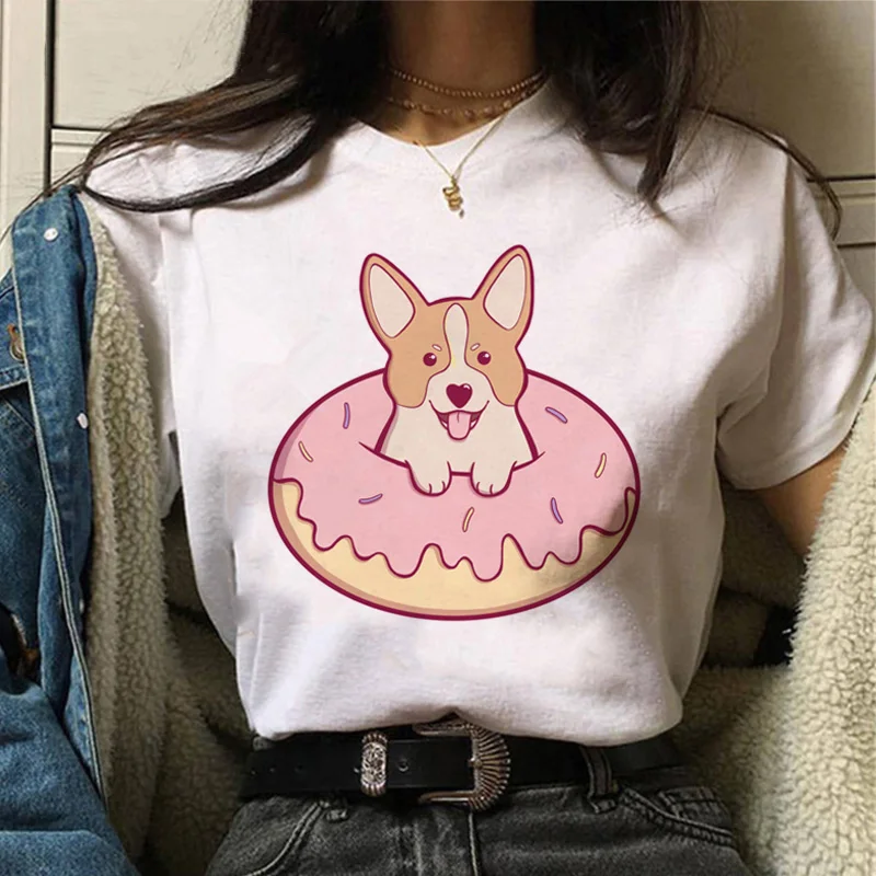 

Summer T-shirt Funny Dog T Shirt Printed Women's Tshirt Y2k Clothes Kawaii Women Clothing Harajuku Streetwear Cute Crop Top Tees