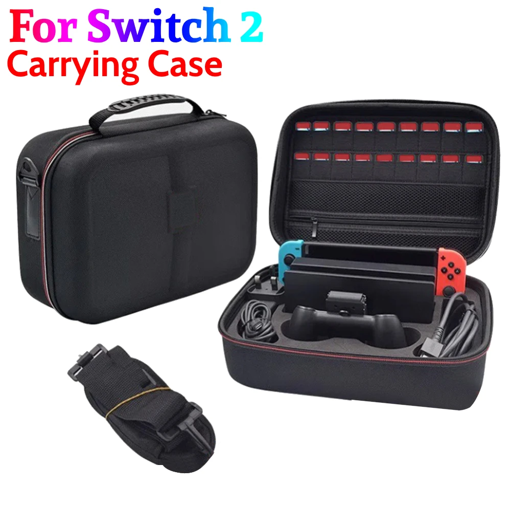 

Дорожный чехол для игровой консоли Switch 2 с 18 слотами для карт, большой чехол для переноски консоли, сумка для хранения с плечевым ремнем для Switch2