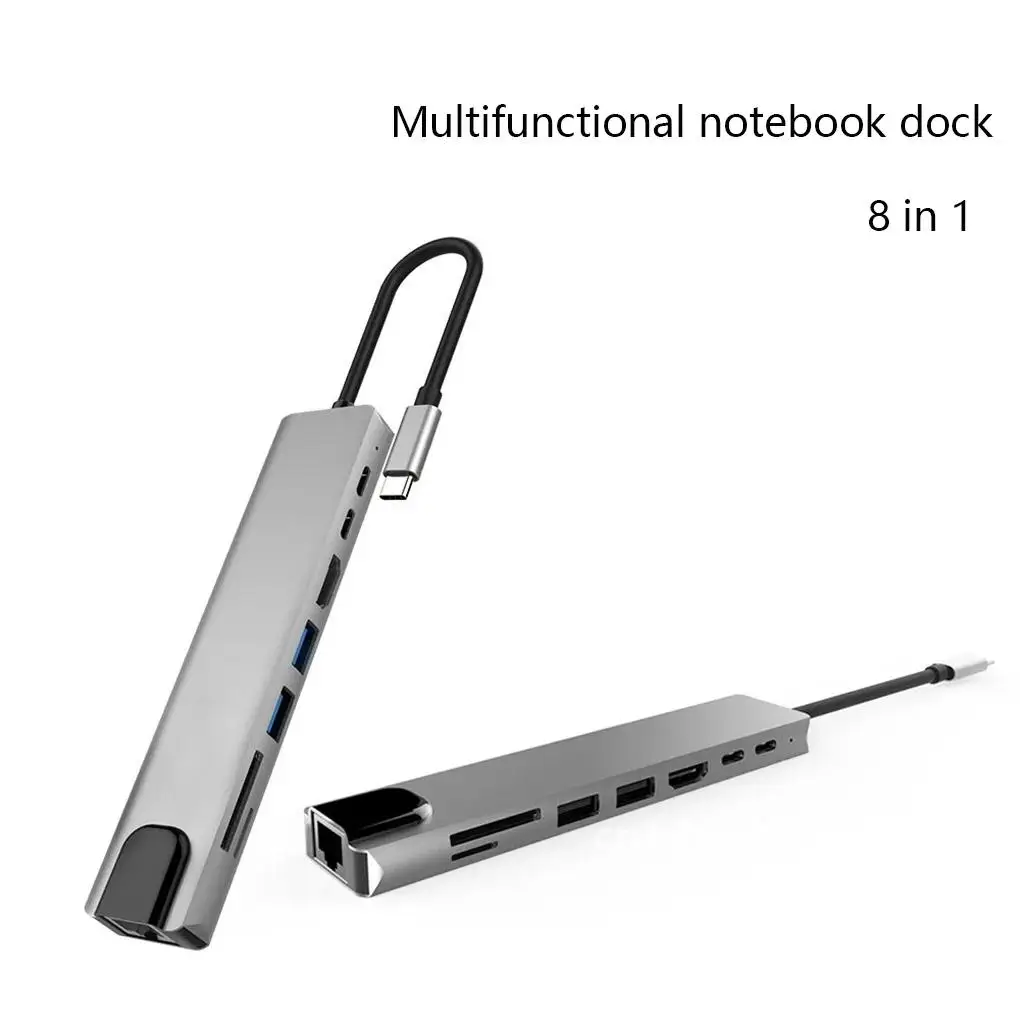 

4K 60Hz 8 In 1 Thunderbolt 3 USB C Hub USB 3.0 Type-C Hub To HD Adapter USB-C Hub Aluminum Alloy TF SD Reader Slot PD For PCPC