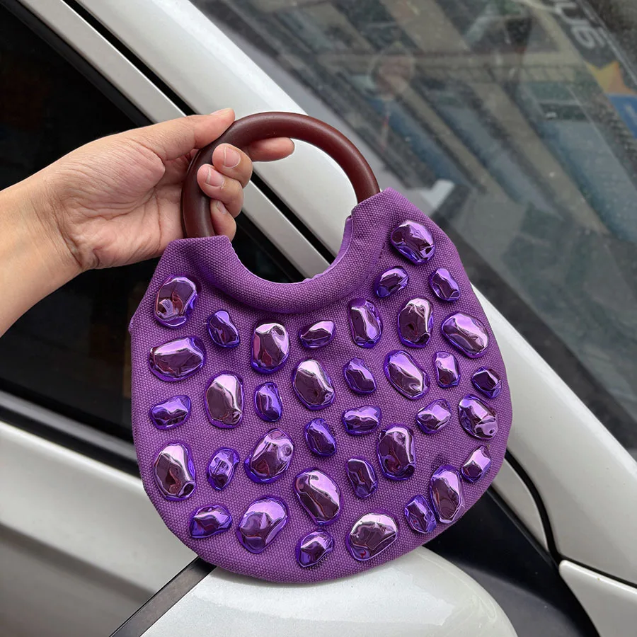 Neue hochwertige Schildpatt-Nieten-Modehandtasche, trendige coole Bucket-Bag, Locomotive Damenhandtasche – Detail 17