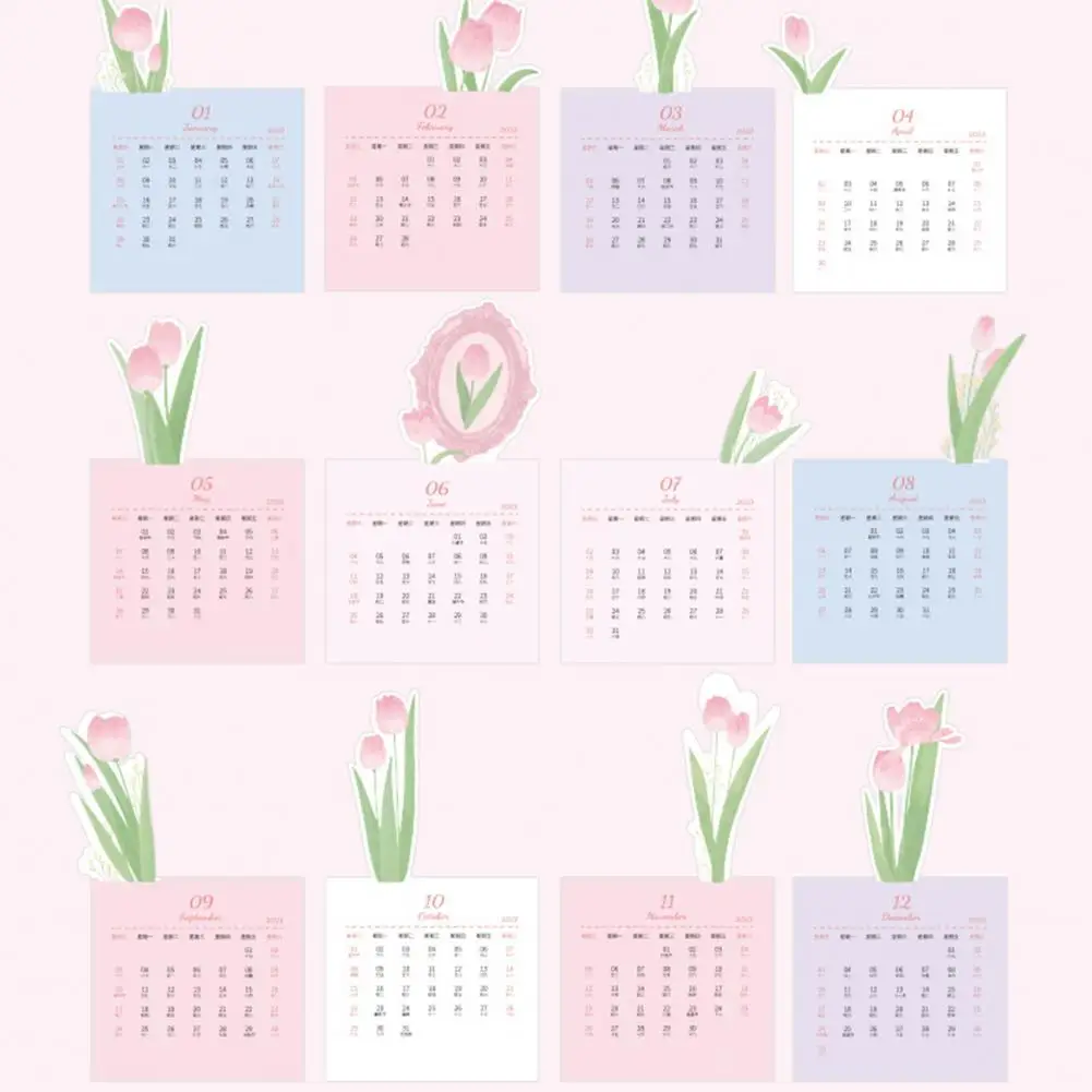 Time Management Independent Design 2023 INS Flower Mini Standing Calendar Home Supplies